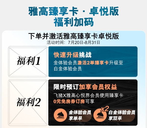 新品首发！送金卡赢免单！雅高臻享卡超悦版 享全国百店2晚免费住 更有免费早餐5折餐饮等礼遇