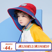 kocotree儿童防晒帽新款男女童遮阳帽防紫外线沙滩帽儿童帽子太阳帽 撞色卡通立体鲨鱼 S码：建议6个月-2岁