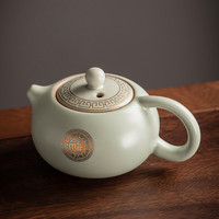 瓷牌茗茶具(cipaiming teaset)汝窑茶壶蝉翼开片可养西施壶家用会客正把壶泡茶壶单个 青汝窑《金福》西施壶