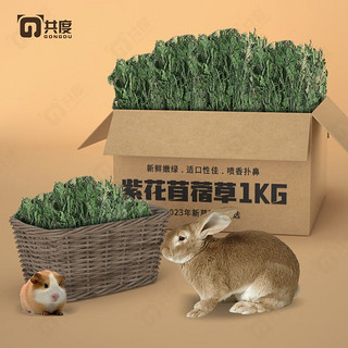 PLUS会员：共度紫花苜蓿草 兔草提摩西草苜蓿草干草 小麦兔草龙猫粮 烘干紫花苜蓿草1kg/箱