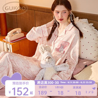 GUKOO 果壳 睡衣秋季套装女春秋满印新款长袖可爱女士睡衣甜美家居服套装C 粉色兔子满印套装 L