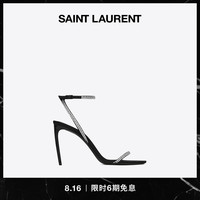 YSL/圣罗兰 女士黑色水晶色GEORGIA仿水晶绉缎凉鞋