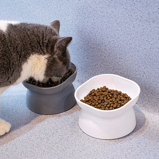 乐优派 猫碗狗碗宠物喂食器猫食盆 灰色