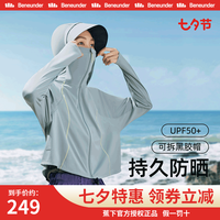Beneunder 蕉下 披肩防晒衣女夏冰丝凉感透气防紫外线黑胶帽檐薄款外套防晒服 雾海灰 L