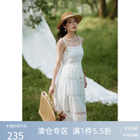 DUSHU 独束 大码女装法式浪漫蕾丝高腰大裙摆氛围感连衣裙夏装微胖mm裙子
