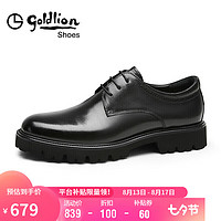金利来（goldlion）男鞋都市商务正装皮鞋舒适耐磨简约德比鞋51513000101A黑色39