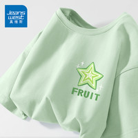 ZR真维斯水绿色短袖女小众设计感 夏季复古别致纯棉半袖t恤女上衣