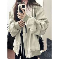 JECCIFIVE美式复古高街hiphop飞行员夹克棒球服女vintage工装外套