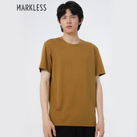 MARKLESST恤男夏季纯色修身打底衫男士圆领休闲短袖TXB2626M落日黄XL