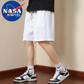 NASA MARVEL官方联名短裤男夏季运动速干华夫格五分裤潮流韩版宽松沙滩裤子男 黑色 XL