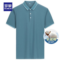 罗蒙(ROMON)短袖t恤男翻领夏季薄款时尚休闲中青年男士百搭T恤衫 S6T093250绿色 170