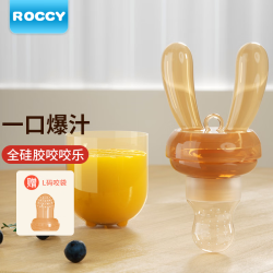 ROCCY 咬咬乐婴儿吃水果辅食器宝宝果蔬咬咬袋全硅胶牙胶玩具吃果汁神器 红色