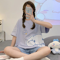夏莉莎(XiaLiSha)睡衣女夏季圆领草莓卡通可爱少女学生睡衣棉质套装家居服女士睡衣 QGL-6642 女L身高160-170体重100-120