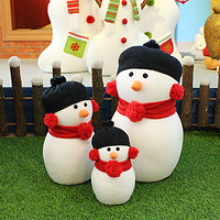 优情优意 圣诞节场景道具圣诞蓝帽雪人装饰三口之家套装 圣诞雪人公仔