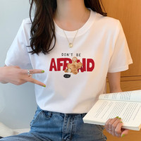 雷姆佳新款夏季纯棉潮流短袖T恤女宽松百搭小众韩版上衣 纯棉AF熊 M(80-100斤)