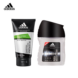 adidas 阿迪达斯 男士套装 炭爽洁面膏100g+沐浴露100ml