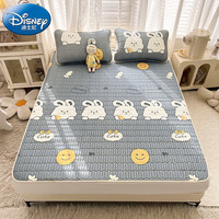 迪士尼（Disney）冰丝凉席三件套乳胶凉席可机洗宿舍凉席床垫单人双人儿童夏天席子 笑脸兔 120*200凉席+枕套一只