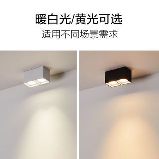 OPPLE 欧普照明 欧普LED射灯2只装明装防眩天花孔洞筒灯客厅家用方形格栅射灯商用