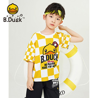 B.Duck小黄鸭童装儿童t恤短袖男童夏装女孩速干上衣 黄色 105cm