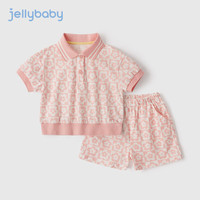 JELLYBABY宝宝夏季衣服儿童粉色夏装小女孩衣服时髦运动套装女童 粉色 140cm