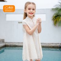森马集团旗下棉致女童连衣裙夏季儿童裙子中国风盘扣旗袍网纱裙潮