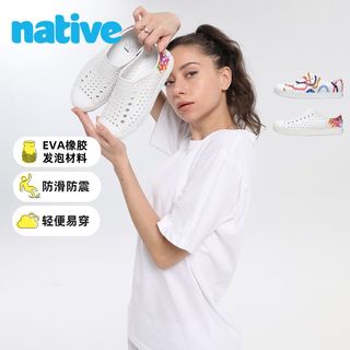 Native彩色圆圈成人洞洞鞋子男女全家轻乐鞋速干透气溯水沙滩凉鞋