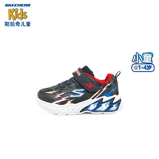 Skechers斯凯奇童鞋儿童学步鞋春秋款1-4岁闪灯魔术贴男宝宝鞋子400150N 海军蓝色/红色/NVRD 26