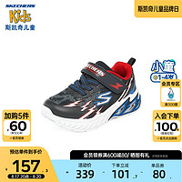 Skechers斯凯奇童鞋儿童学步鞋春秋款1-4岁闪灯魔术贴男宝宝鞋子400150N 海军蓝色/红色/NVRD 26