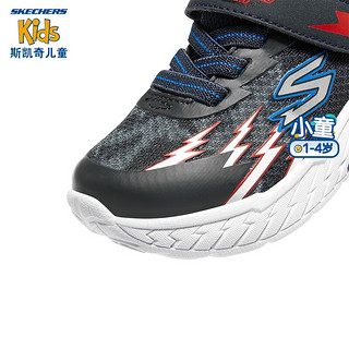 Skechers斯凯奇童鞋儿童学步鞋春秋款1-4岁闪灯魔术贴男宝宝鞋子400150N 海军蓝色/红色/NVRD 26