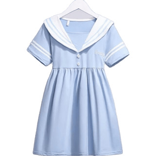 女童海军领连衣裙夏季新款韩版洋气裙子中大儿童装女孩网红公主裙