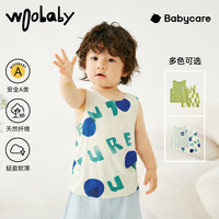woobaby男童女童背心网眼透气夏季新款婴儿宝宝无袖上衣薄