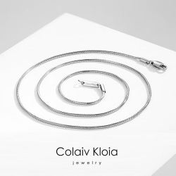 ColaivKloia 情侣款项链男女士玫瑰金简约锁骨链白金色钛钢蛇骨链