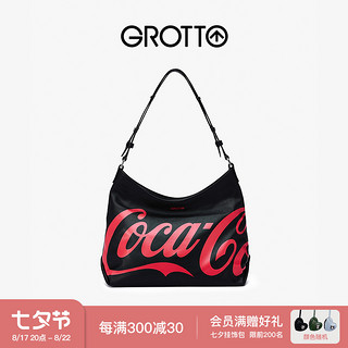 GROTTO个乐Coca-Cola联名Hobo意大利牛皮logo款小号单肩斜挎包