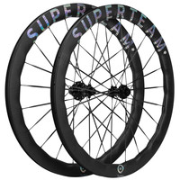 SUPERTEAM碳辐条碳刀轮组公路车碟刹碳纤维波浪圈轻量鲨鱼鳍50mm