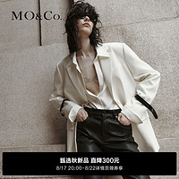 MOCO2023秋新品摇滚皮袢含绵羊毛垫肩宽松简约西装外套MBC3BLA006