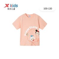 XTEP特步童装女童短袖T恤2023夏季款儿童纯棉短T宽松夏装