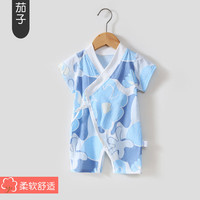 瑄妮薇婴儿连体衣夏季薄款宝宝哈衣爬服短袖夏装睡衣新生儿衣服舒适 斜襟-茄子 59#