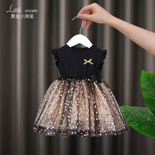 Tasidi-G韩版女童棉蓬蓬裙子超仙洋气网纱公主裙 黑色 80cm