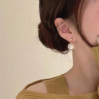 湖丽兰S925银针珍珠耳钉韩版时尚百搭耳环女显气质 925银针珍珠百搭耳环
