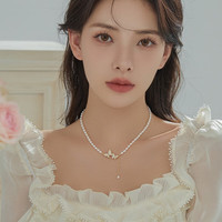 KOSE2023新款淡水珍珠项链女轻奢小众百搭蝴蝶吊坠颈链 蝴蝶淡水珍珠项链 5MM