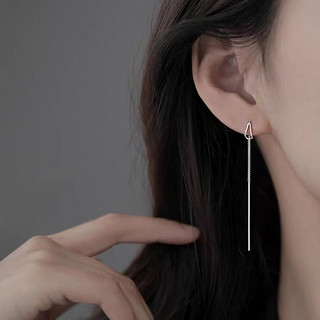 茉妃S999纯银水滴耳线女气质简约长款耳环时尚新款个性耳坠养耳洞