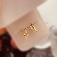 茉妃双层几何耳钉女ins小众设计感冷淡风金属立体水滴耳环米粒耳饰 双层叶子耳钉银色