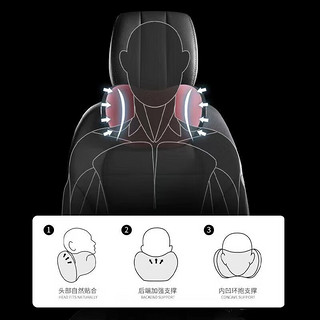 车美途车用头枕腰靠护颈枕车座靠枕车内车上车载颈椎脖子枕头汽车用品 神秘黑  头枕+腰靠