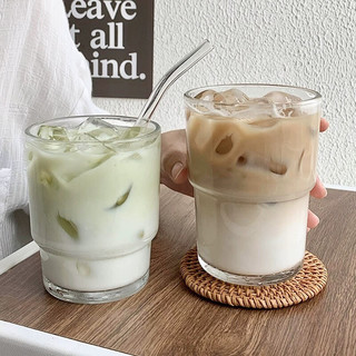 德梵蒂玻璃茶杯简约家用水杯奶茶店果汁杯冷饮杯啤酒杯 透明竹节单杯1个