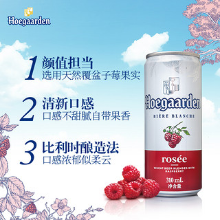 Hoegaarden 福佳 Rosée福佳玫瑰红精酿风味果味啤酒310ml*6听罐装福佳小麦果啤酒