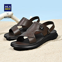 HLA 海澜之家 男鞋百搭沙滩鞋两用凉拖鞋休闲鞋子男HAALXM2AC80018 棕色43