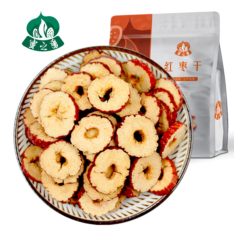红枣片干新疆灰枣干商用泡茶专用泡水干吃香酥脆枣圈即食无核500g
