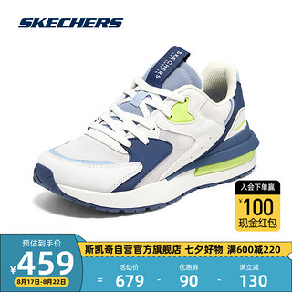 SKECHERS 斯凯奇 春季女子可颂鞋撞色板鞋155442 白色/蓝色/WBL 38.5