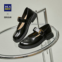HLA 海澜之家 女鞋透气小皮鞋百搭单鞋休闲玛丽珍鞋HDADXW1ACV028 黑色37