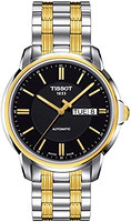 TISSOT 天梭 男士自动 III 316L 不锈钢表壳，带黄金 PVD 涂层自动腕表，灰色，不锈钢，19 (T0654302205100)